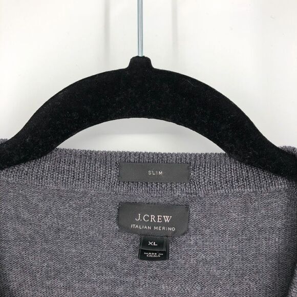 J. Crew Mens Sweater Extra Large XL 100% Merino Wool Gray V Neck Pullover - Picture 2 of 4